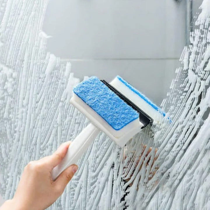 2 in 1 Window Cleaning Brush with Wiper & Sponge – Glass Cleaner Tool