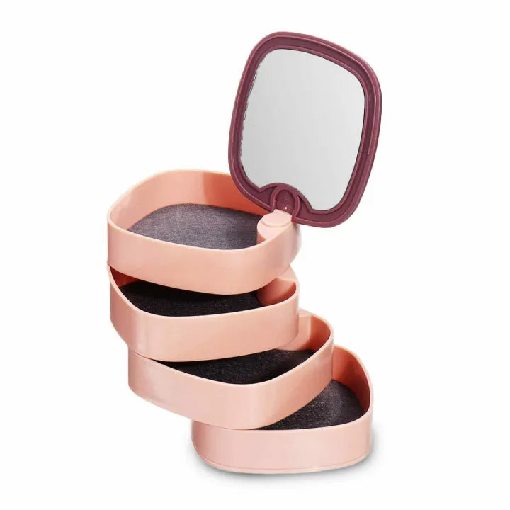 360° Rotating Jewelry Storage Box – 4 Layer Portable Travel Jewellery Organizer