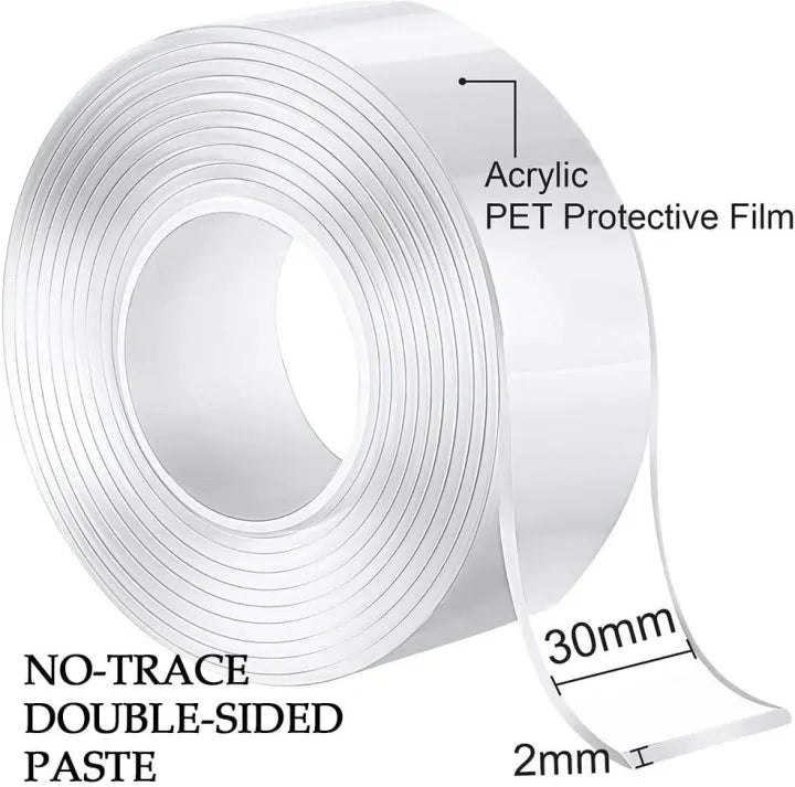 Nano Double-Sided Transparent Tape | Washable & Reusable Strong Adhesive