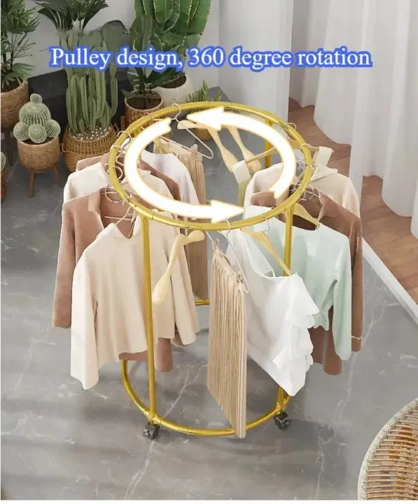 Premium Rotating Floor Garment Rack – Large Capacity Space Saving Clothes Hanger with Wheels