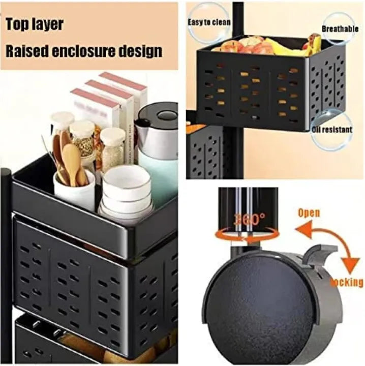 4/5 Tier Kitchen Organizer – Rolling Storage Rack with Wheels