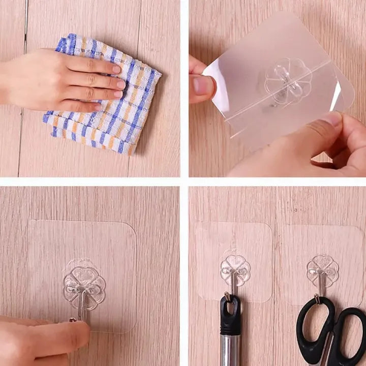 10PCS Sticky Hooks – Waterproof Wall & Ceiling Hook Set