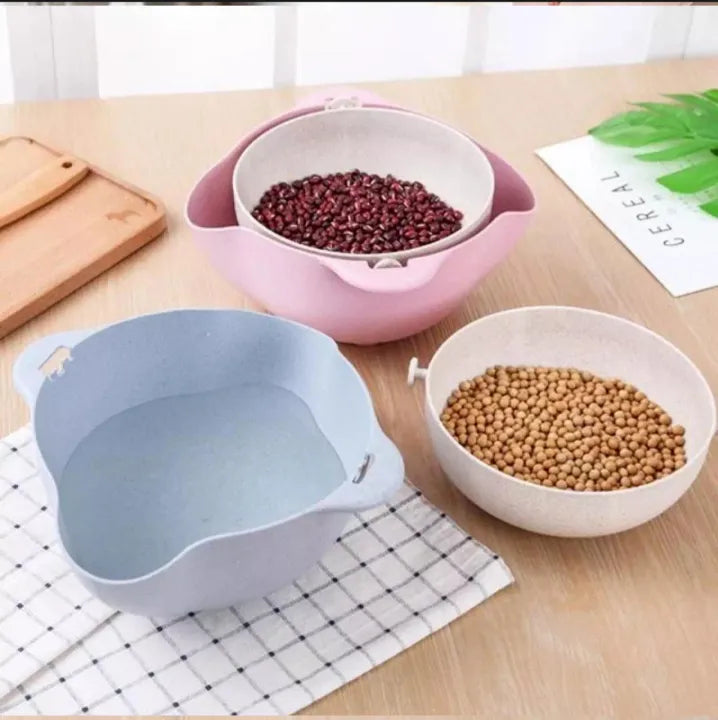 2‑in‑1 Strainer Bowl – Kitchen Fruit & Veg Washing Basket