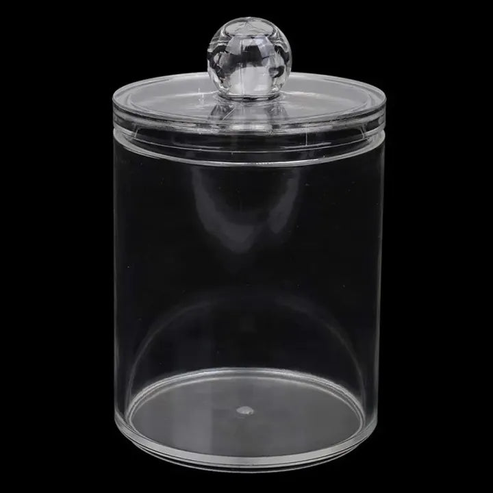 1pc Storage Box Cotton Swab Cosmetic Cotton Storage Box Round Acrylic Lid