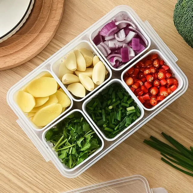 6-Compartment Detachable Fridge Organizer – Drain Basket