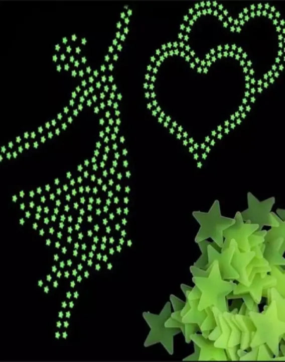 3D Glow Star Wall Stickers – 100PCS Luminous Ceiling Decor