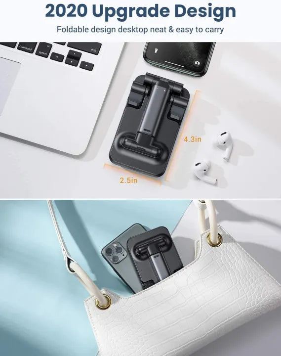 Portable Adjustable Mobile & Tablet Stand – Compact Foldable Phone Holder for Desk, Study, Office & Online Meetings
