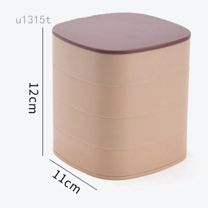 360° Rotating Jewelry Storage Box – 4 Layer Portable Travel Jewellery Organizer