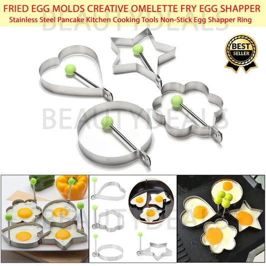 4PCS Stainless Steel Egg Ring Molds – Non‑Stick Fried Egg & Pancake Shaper Set