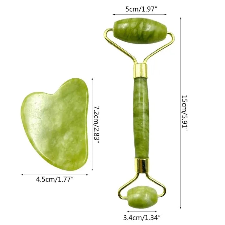 Roller for Face and Set Face Jade Stone for Anti-Aging, Eye Puffiness Wrinkles, Skincare Massage Tools