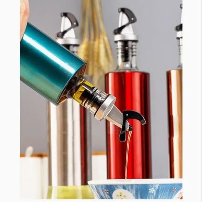 Premium Transparent Glass Oil Storage Bottle with Stainless Steel Pourer – Kitchen Cooking & Seasoning Dispenser