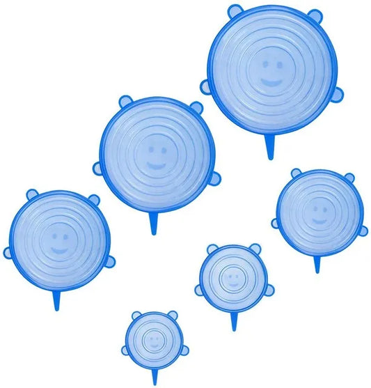 6PCS Reusable Silicone Stretch Lids – Vacuum Seal Food Covers for Bowls