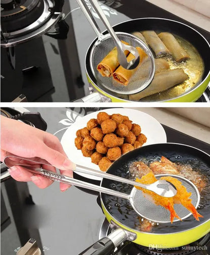 Stainless Steel Frying Strainer – Mesh Oil Filter Tong
