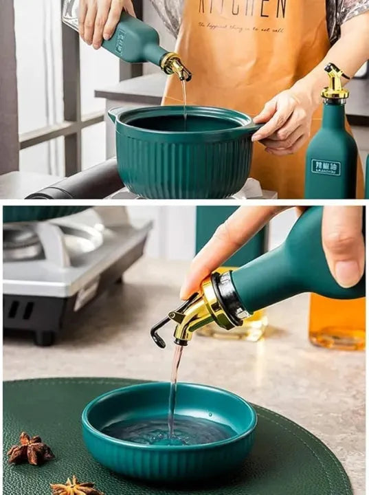 Premium 500ML Glass Oil Dispenser Bottle – Leakproof Olive Oil & Vinegar Pourer for Kitchen Cooking