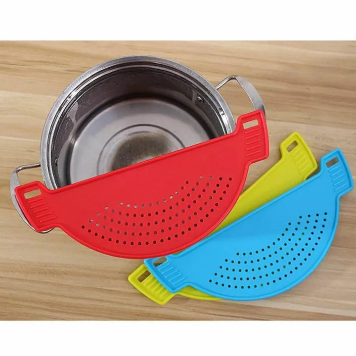 Clip-On Pot Strainer | Rice Washing Drain Basket & Kitchen Food Strainer