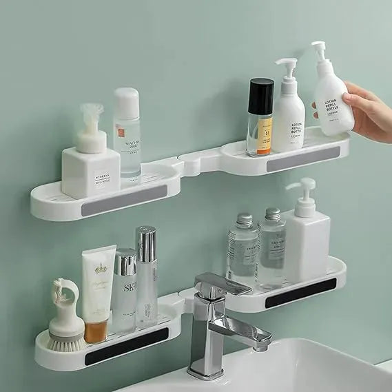 180° Rotating Punch-free Bathroom Rack – Wall-Mounted Space Saver