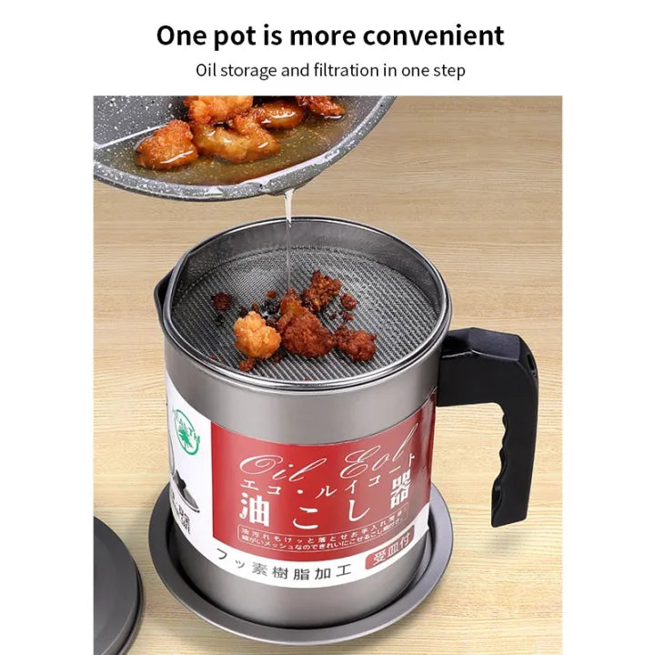 Stainless Steel Oil Filter Pot – Professional Grease Strainer & Storage