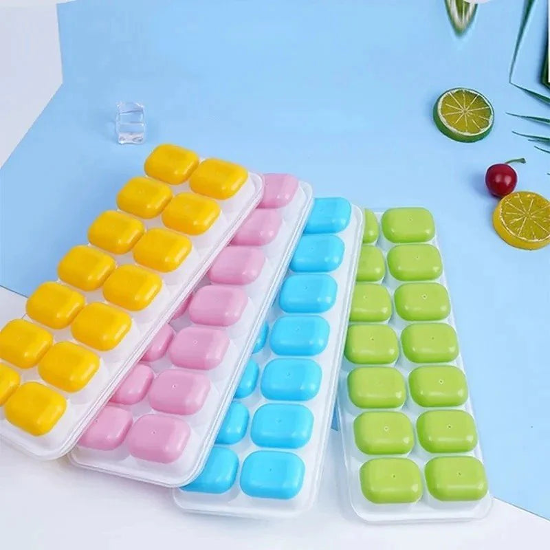 14-grid silicone ice cube tray with Storage Box & Mini Ice Tong | Food Grade Ice Mold