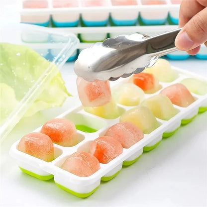 14-grid silicone ice cube tray with Storage Box & Mini Ice Tong | Food Grade Ice Mold