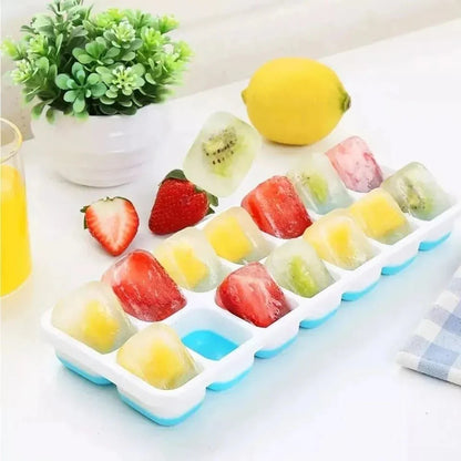 14-grid silicone ice cube tray with Storage Box & Mini Ice Tong | Food Grade Ice Mold