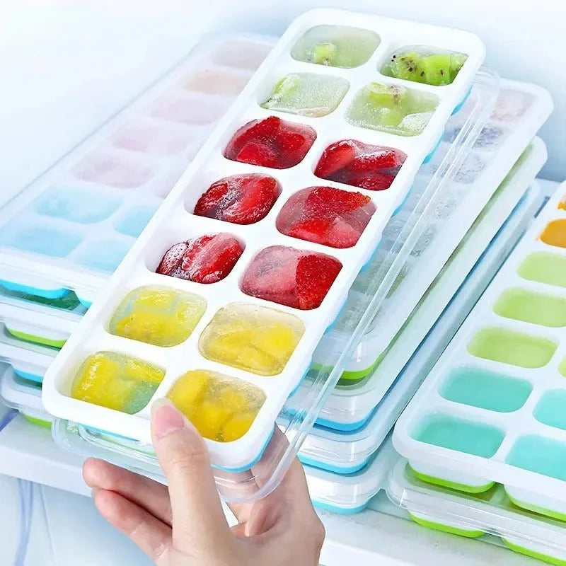 14-grid silicone ice cube tray with Storage Box & Mini Ice Tong | Food Grade Ice Mold