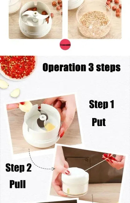 Manual Mini Food Chopper – Hand Pull Vegetable Cutter Tool