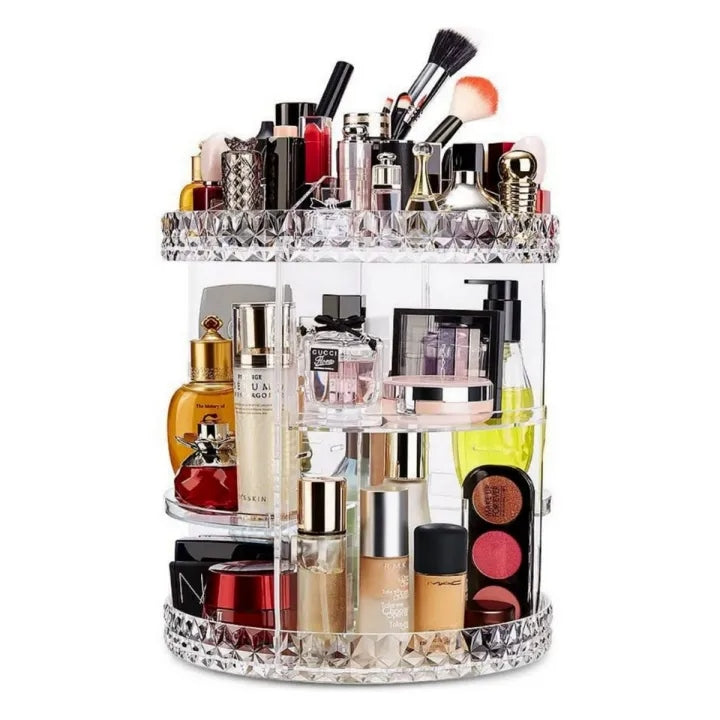 Acrylic 360° Rotating Cosmetic Organizer – Multi-Layer Makeup Storage