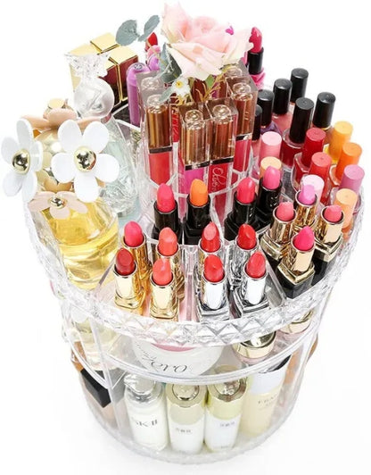 Acrylic 360° Rotating Cosmetic Organizer – Multi-Layer Makeup Storage