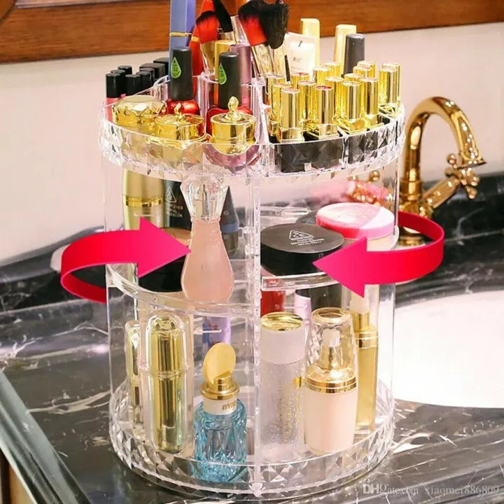 Acrylic 360° Rotating Cosmetic Organizer – Multi-Layer Makeup Storage