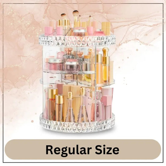 3D Rotating Makeup Organizer – 360° Acrylic Beauty Storage Rack