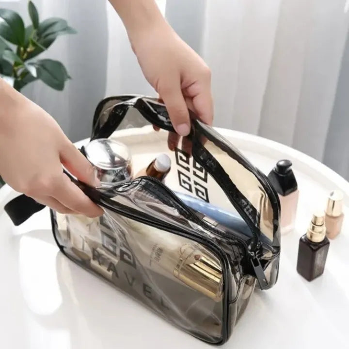 Transparent Makeup Bag with Zipper – Travel Cosmetic Organizer for Women