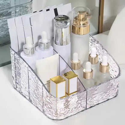 Transparent Cosmetic Storage Box – Multi-Compartment Makeup & Skincare Organizer