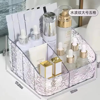 Transparent Cosmetic Storage Box – Multi-Compartment Makeup & Skincare Organizer
