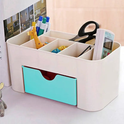 Plastic Makeup Storage Box with Drawers – Cosmetic & Jewelry Organizer for Desktop