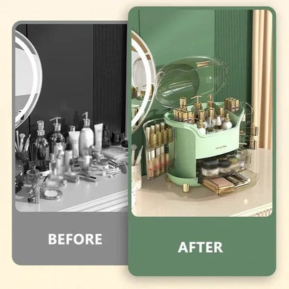 Luxury Desktop Cosmetic Organizer – Dustproof Makeup & Vanity Storage Box