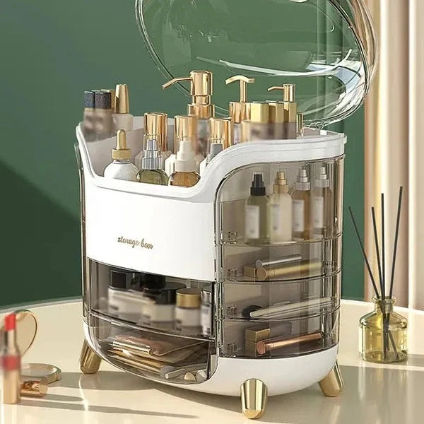 Luxury Desktop Cosmetic Organizer – Dustproof Makeup & Vanity Storage Box