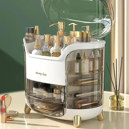 Luxury Desktop Cosmetic Organizer – Dustproof Makeup & Vanity Storage Box