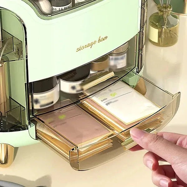 Luxury Desktop Cosmetic Organizer – Dustproof Makeup & Vanity Storage Box