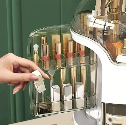 Luxury Desktop Cosmetic Organizer – Dustproof Makeup & Vanity Storage Box