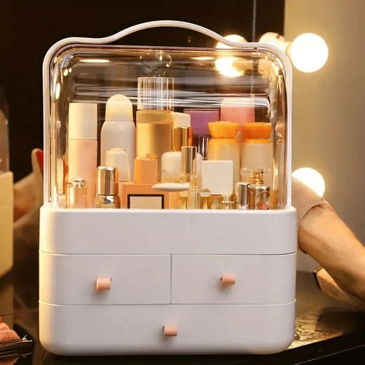 Multifunctional Cosmetic Organizer – Adjustable Makeup Storage for Vanity & Bathroom (Pink)