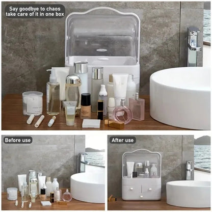 Multifunctional Cosmetic Organizer – Adjustable Makeup Storage for Vanity & Bathroom (Pink)