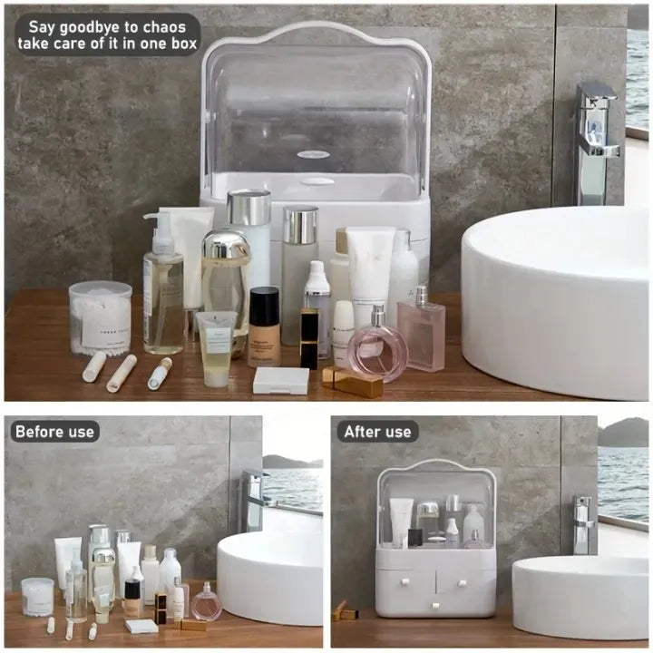 Multifunctional Cosmetic Organizer – Adjustable Makeup Storage for Vanity & Bathroom (white)