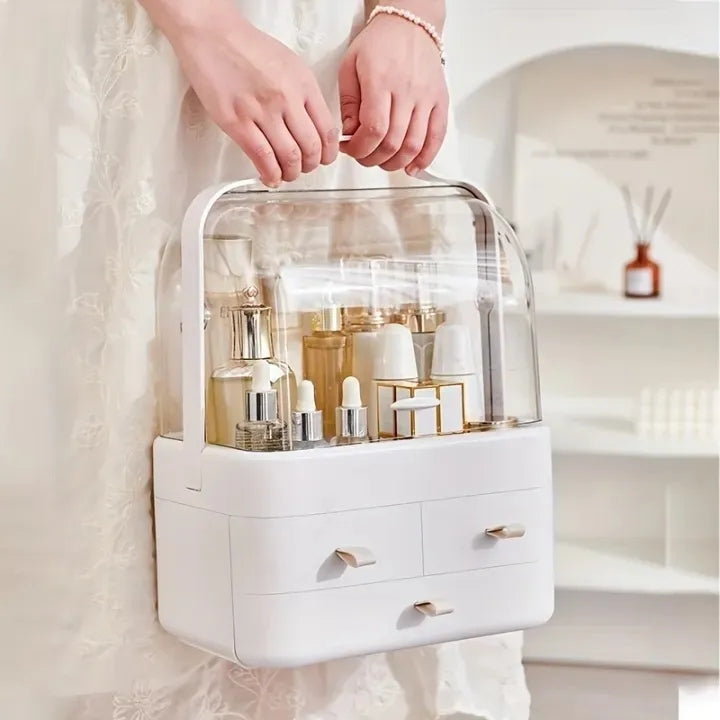 Multifunctional Cosmetic Organizer – Adjustable Makeup Storage for Vanity & Bathroom (white)