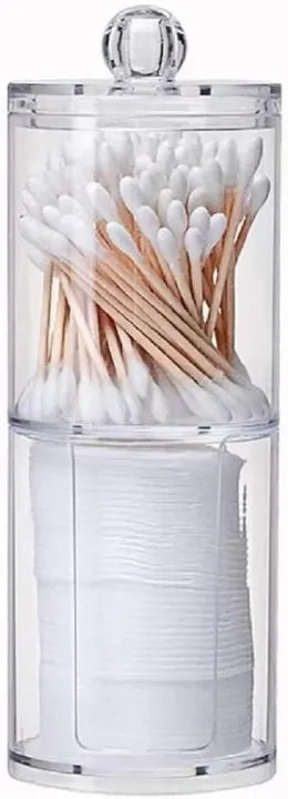 1pc Storage Box Cotton Swab Cosmetic Cotton Storage Box Round Acrylic Lid