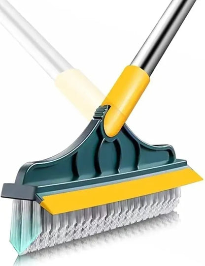 2 in 1 Bathroom Cleaning Brush with Wiper – Long Handle 180° Rotating Floor Brush