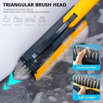 2 in 1 Bathroom Cleaning Brush with Wiper – Long Handle 180° Rotating Floor Brush