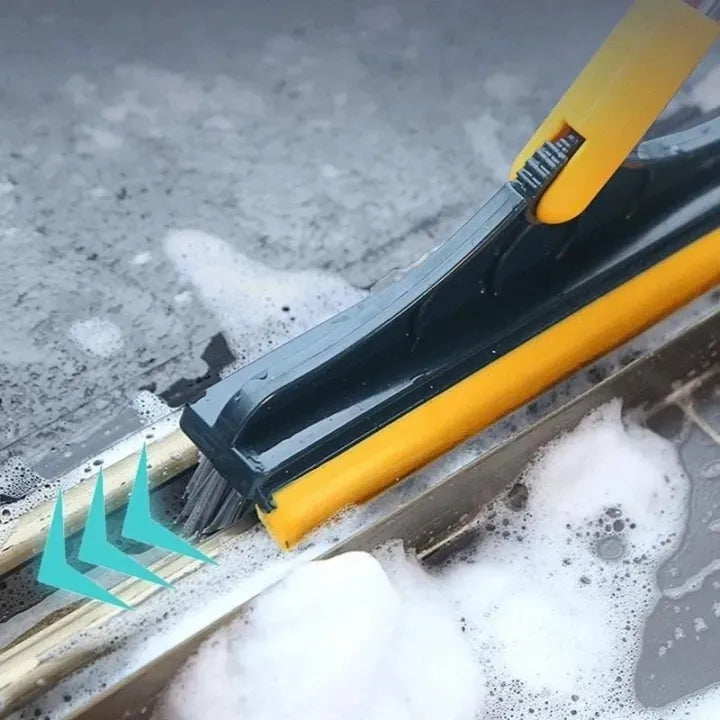 2 in 1 Bathroom Cleaning Brush with Wiper – Long Handle 180° Rotating Floor Brush
