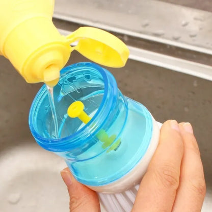Dishwashing Brush with Soap Dispenser – Kitchen Scrub Brush for Pots & Dishes