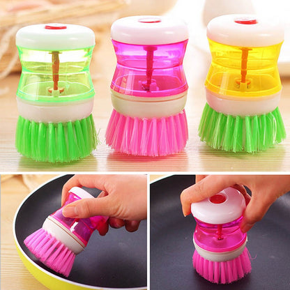 Dishwashing Brush with Soap Dispenser – Kitchen Scrub Brush for Pots & Dishes