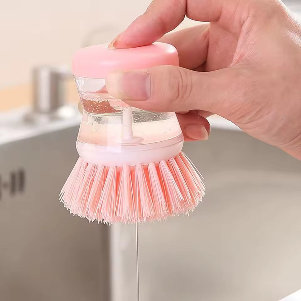 Dishwashing Brush with Soap Dispenser – Kitchen Scrub Brush for Pots & Dishes